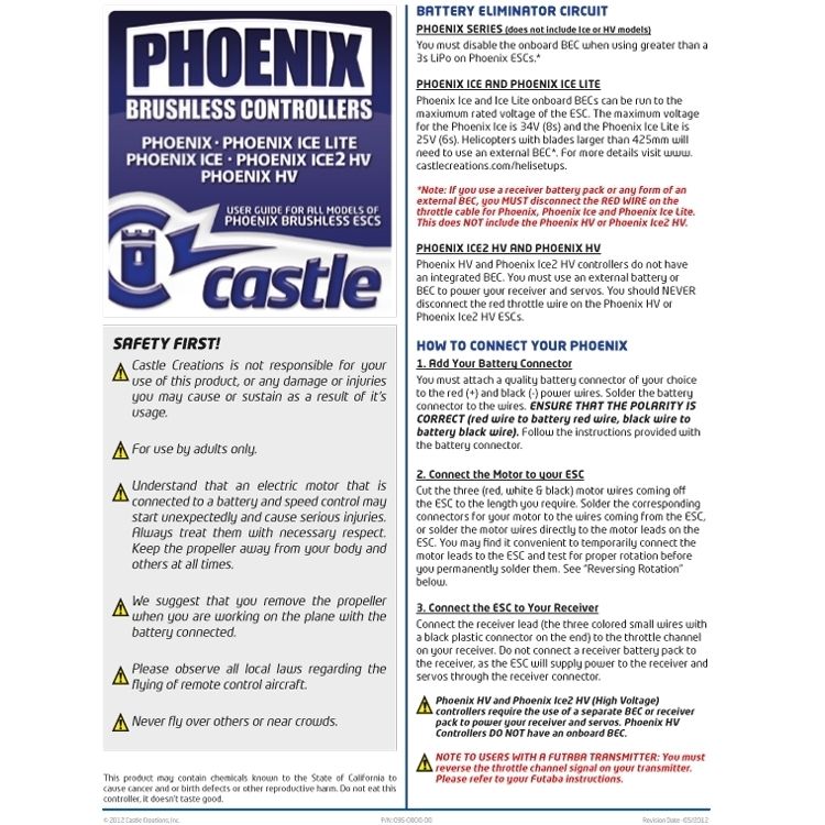 Castle Phoenix 10A, 20V BEC AIR BL ESC * 010-0023-00 - Abbildung 4