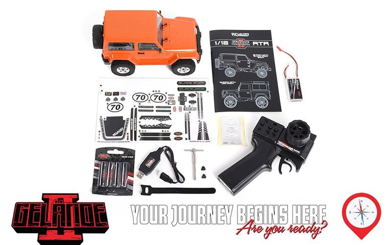RC4WD 1/18 Gelande II RTR w/ Black Rock Body Set (Orange) Z-RTR0048
