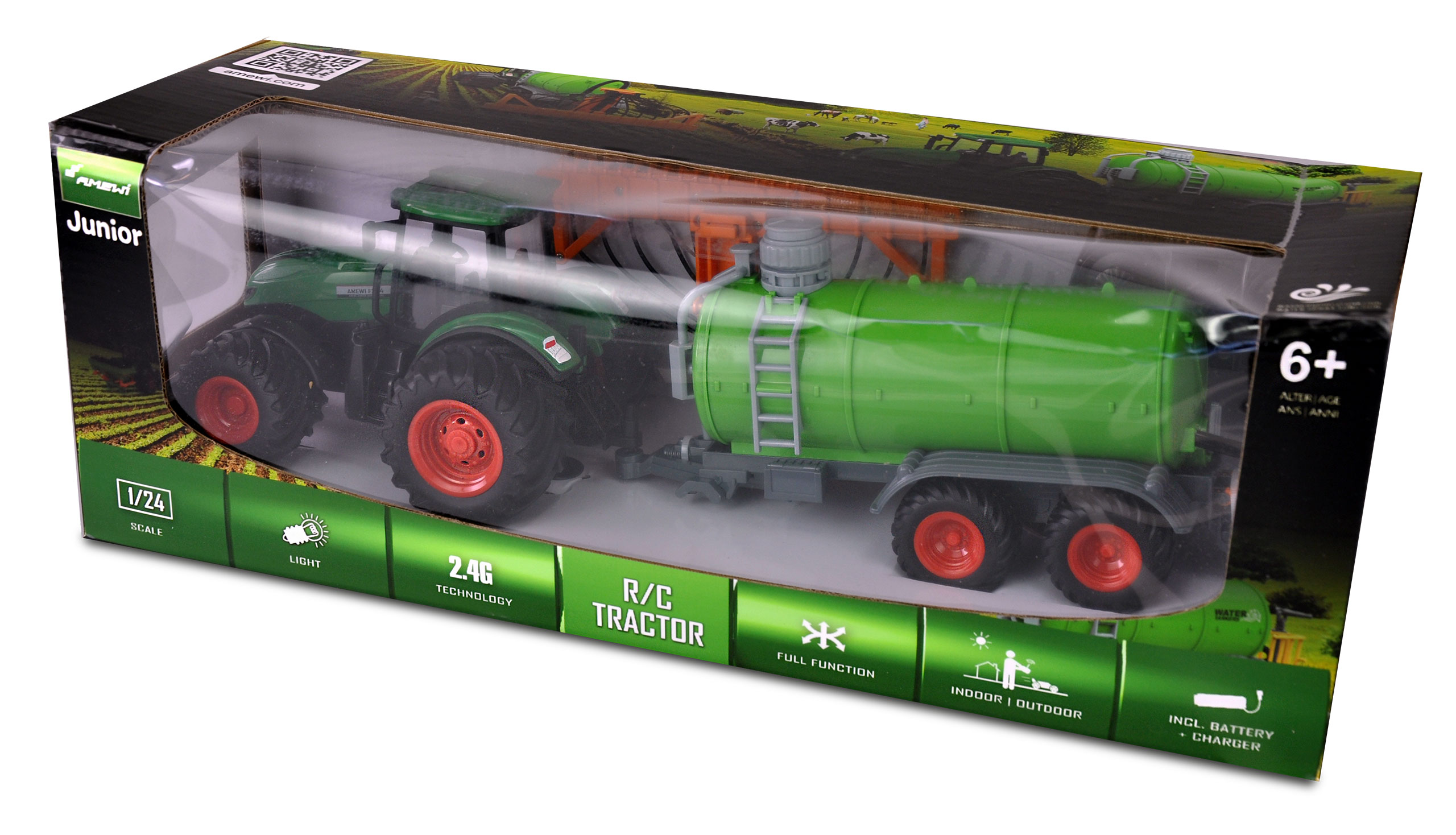 Amewi RC-Traktor mit Güllefass 1:24 RTR grün 22637