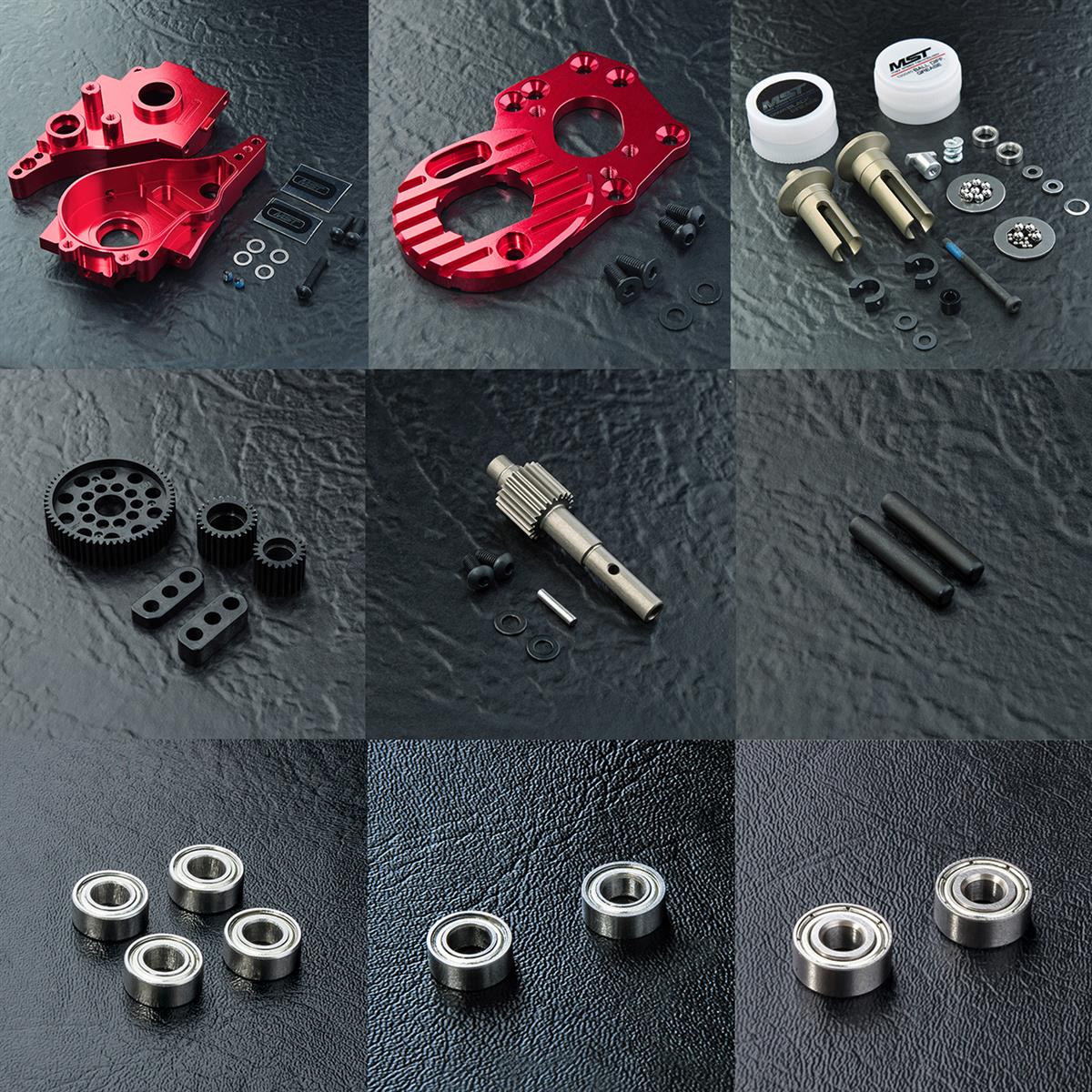 MST-Racing Alum. RMX 2.0 spur gearbox driving set (black) 210646R