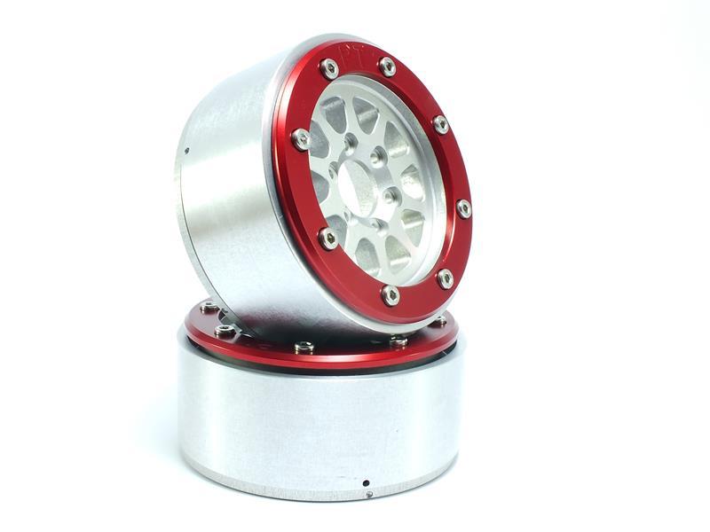 Metsafil Beadlock Wheels GEAR silber/rot 1.9 (2 St.) ohne Radnabe MT5030SR