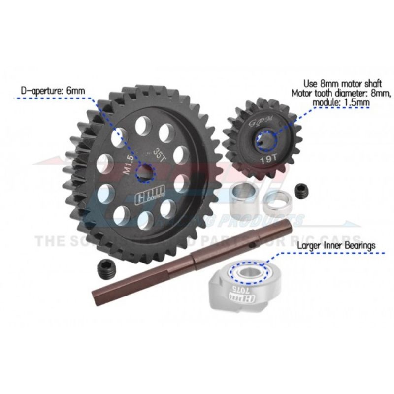 GPM Hauptzahnrad 40Cr Carbon-Stahl M1.5 35Z & Motorritzel 19Z TRX XRT, XMAXX TXM1935TSBK