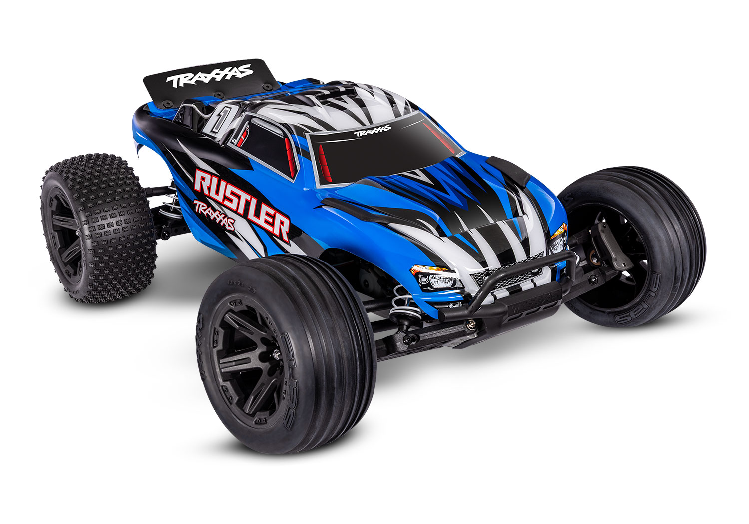 Traxxas Rustler 1/10 2WD Stadium-Truck BlauX RTR HD/Clipless mit Akku & USB-Lader 37254-8 - Abbildung 1