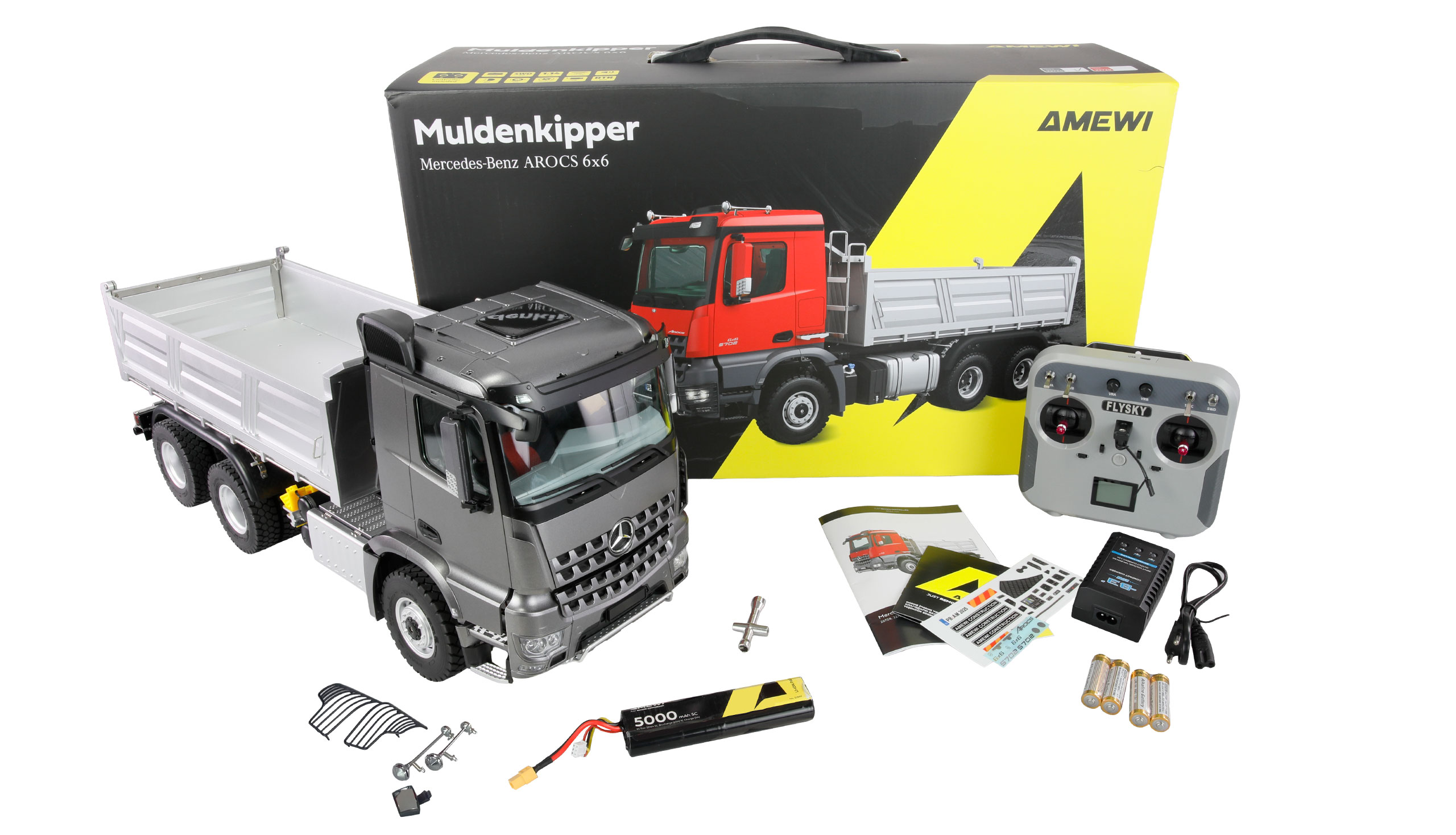 Amewi Mercedes-Benz Arocs Muldenkipper 6x6 1:14 RTR anthrazit 22728