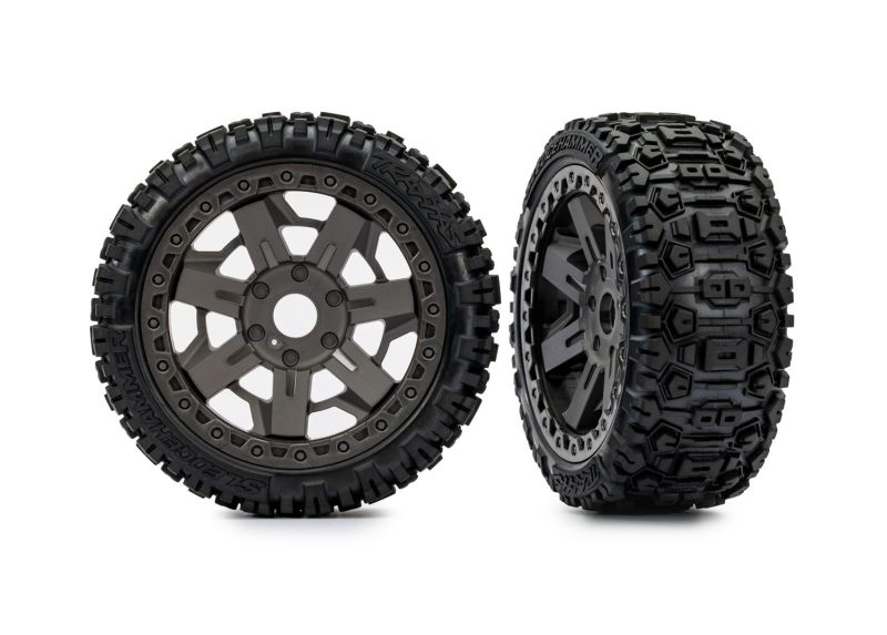 Traxxas Sledgehammer Reifen auf 3.0 Felge grau (2) 1/8 Buggy, Jato 4x4 9073