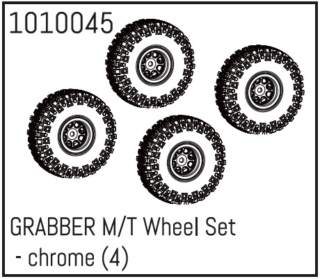 Hobby Plus GRABBER M/T Wheel Set - chrome (4) 240067