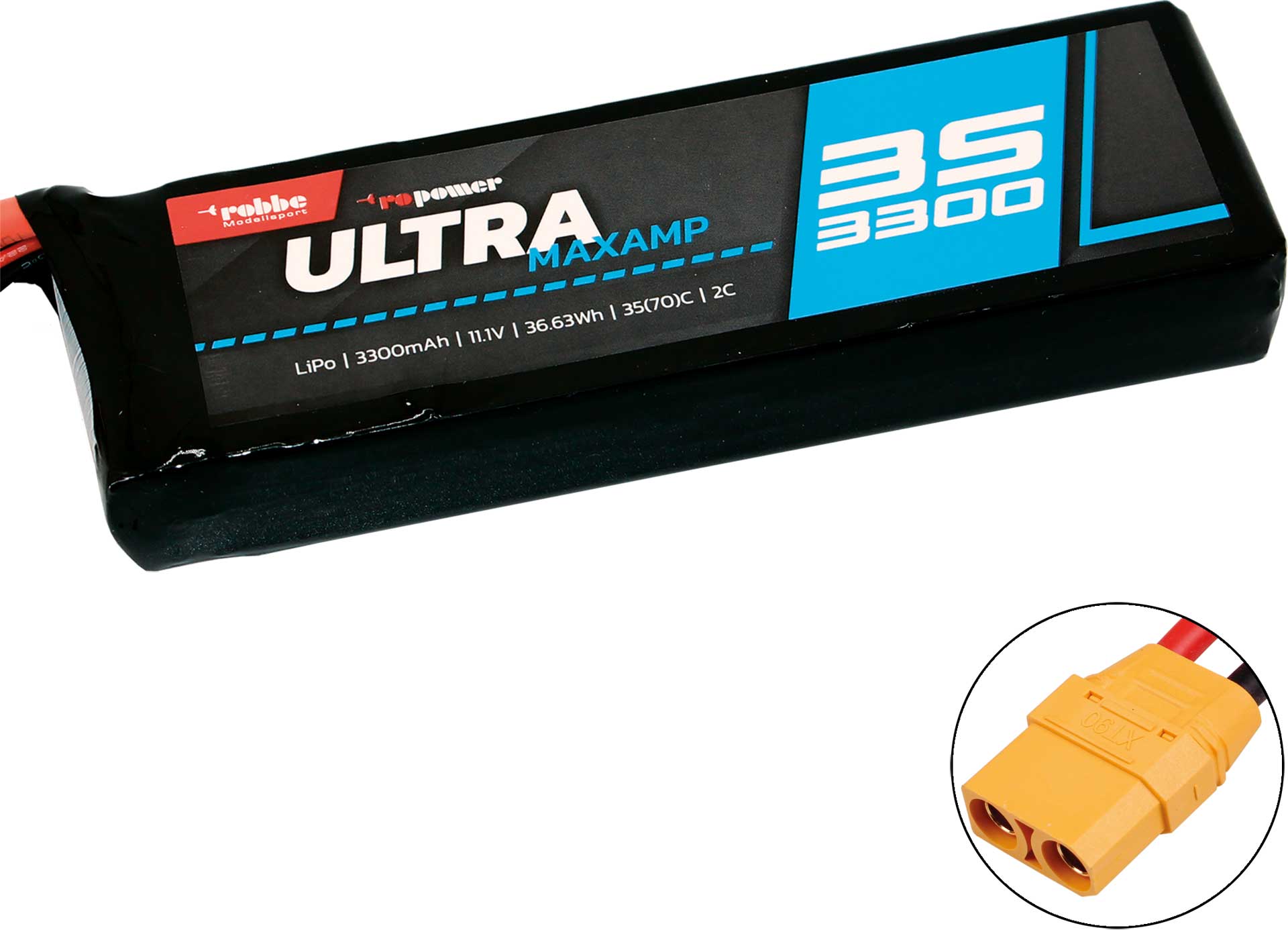 Robbe RO-POWER ULTRA MAXAMP 3300MAH 11,1 VOLT 3S 35(70)C LIPO AKKU 7366