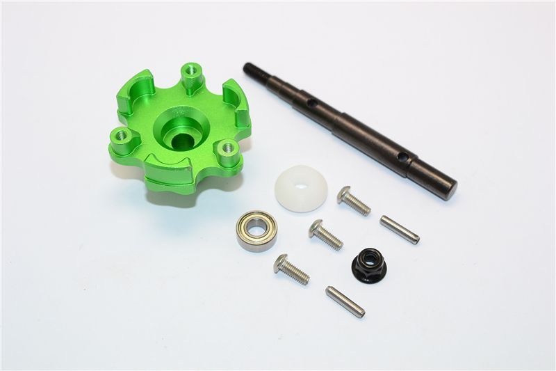 GPM Alu Hauptzahnrad Adapter und Welle grün Traxxas X-MAXX