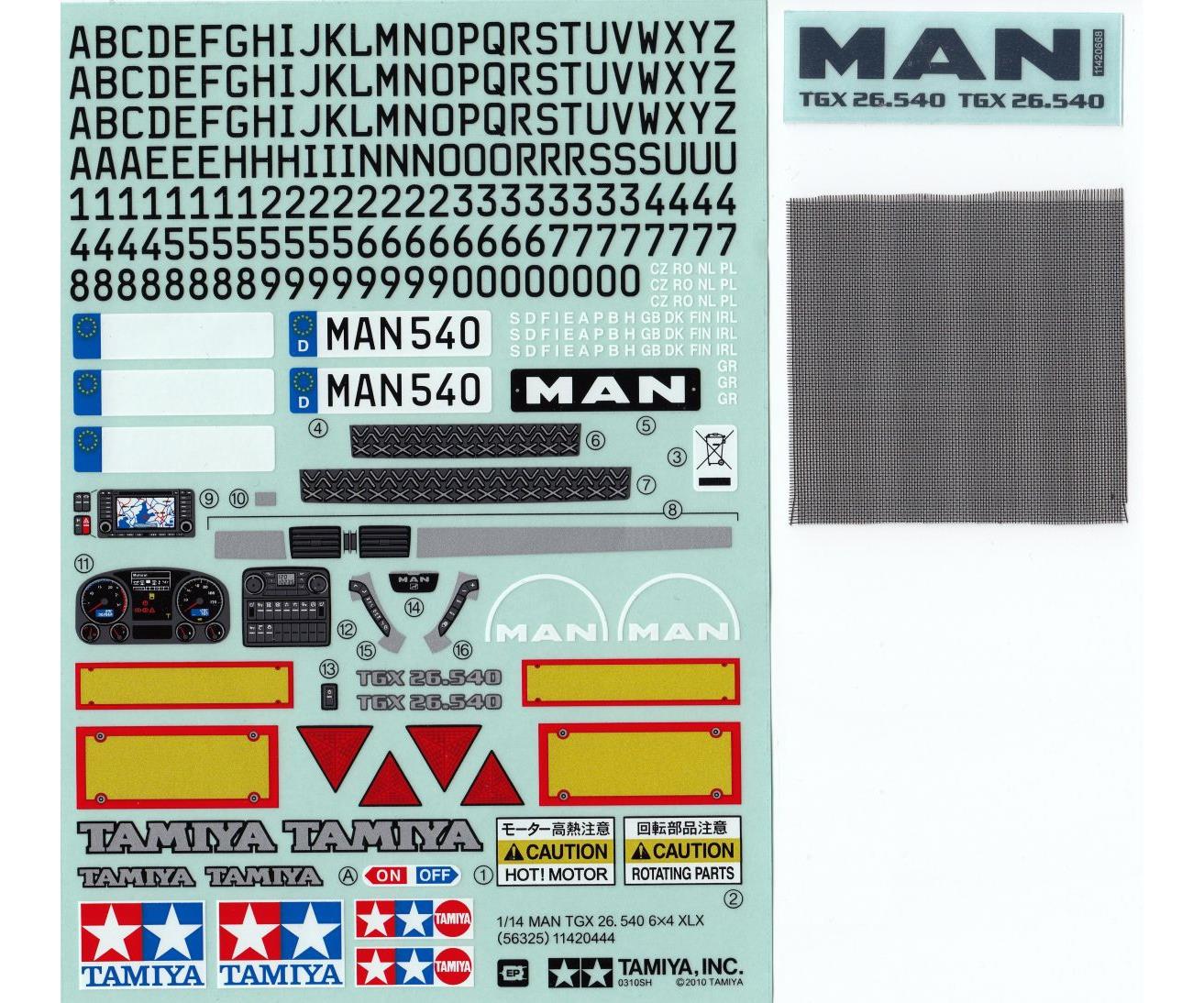 Tamiya 95825 Sticker MAN TGX 26.540 Ver.II 319495825