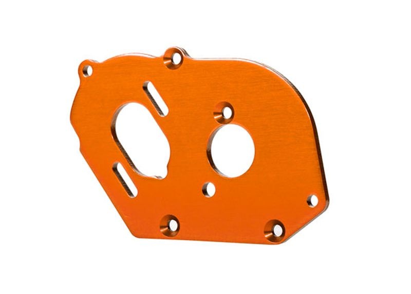 Traxxas Motor-Platte 6061-T6 Alu orange-eloxiert (4mm dick) + Kleint 9490A