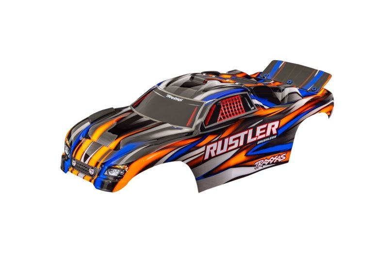 Traxxas Karosserie Rustler orange clipless mit Aufkleber  3721-ORNG