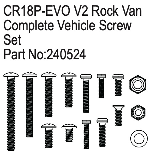Hobby Plus Complete Vehicle Screw Set for CR18P EVO V2 Rock Van 240524