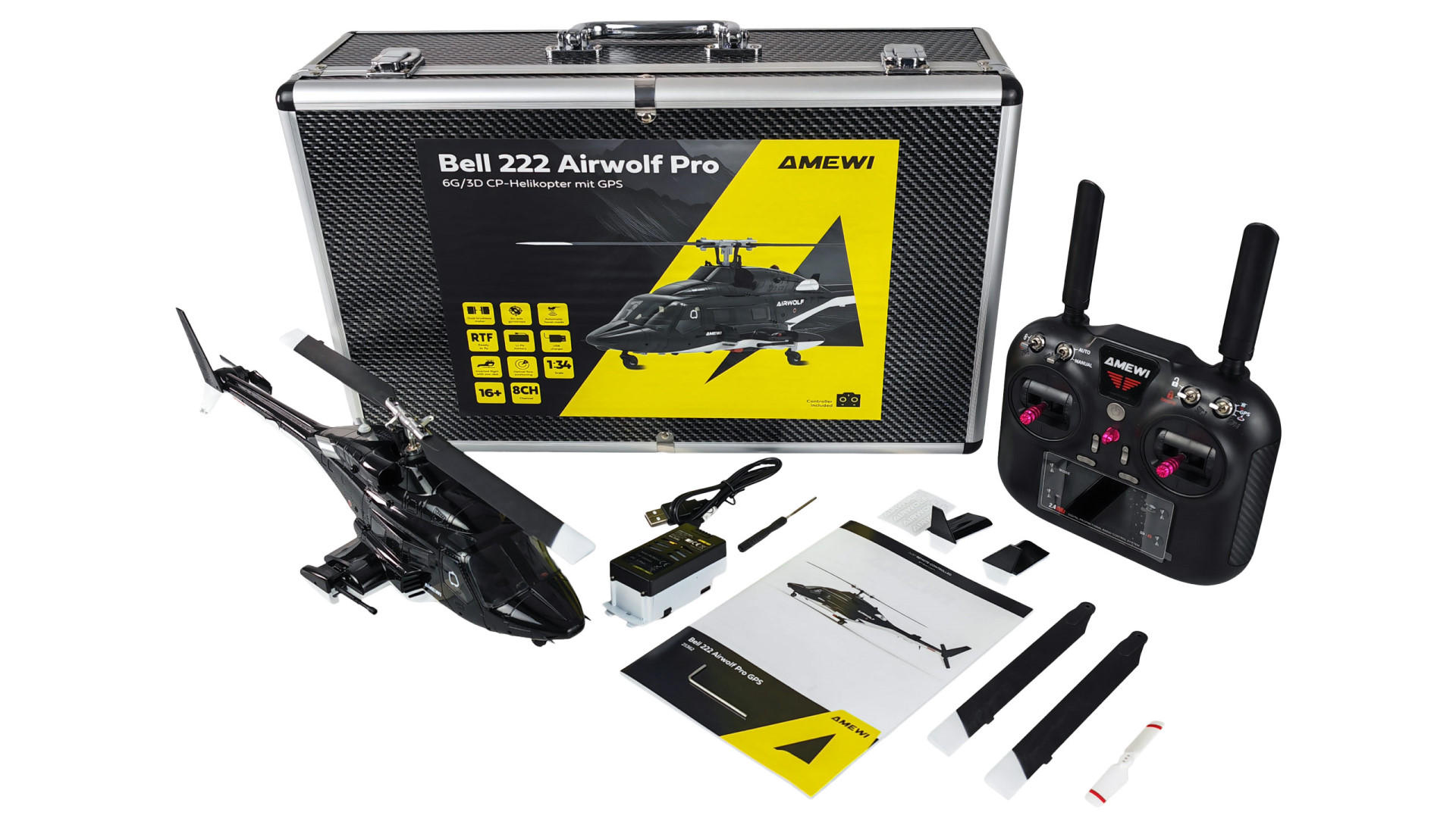 Amewi Bell 222 Airwolf Pro GPS Helikopter 8-Kanal 3D/6G RTF 25362 - Abbildung 9