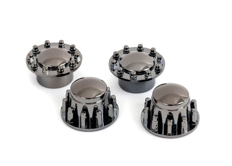 Traxxas Center-Abdeck-Kappen Big-Rig-Felgen schwarz/chrome je 2x v/h 8876R - Abbildung 1