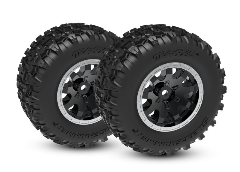 Traxxas Reifen auf Felgen schwarz Sledgehammer vorne (2) Mini-Maxx 10771-STBLK - Abbildung 1