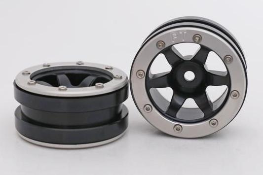 Metsafil Beadlock Wheels PT- Wave Schwarz/Silber 1.9 (2 St.)  MT0070BS