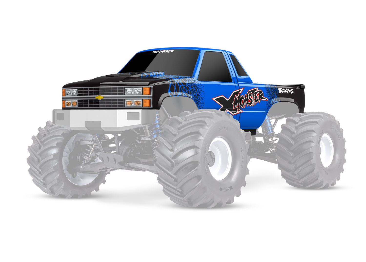 Traxxas Karosserie X-Maxx-MT blau Chevy K1500 mit Aufkleber 7697