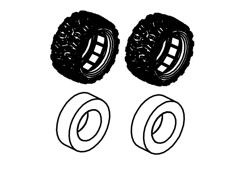 Absima Tires & Sponge Set (2) 1610124