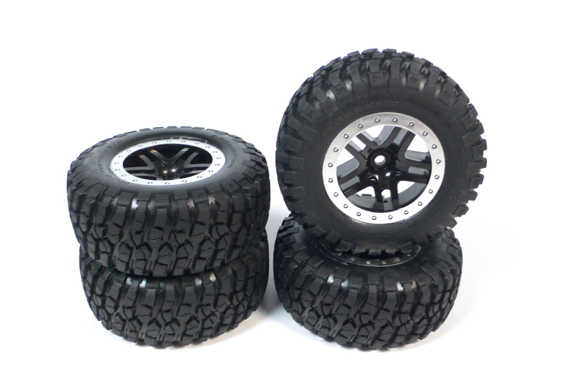 Traxxas Slash VXL 2WD 1:10 Short Course Truck Räder SCT Reifen Felgen (4) Black/Silber - Abbildung 1
