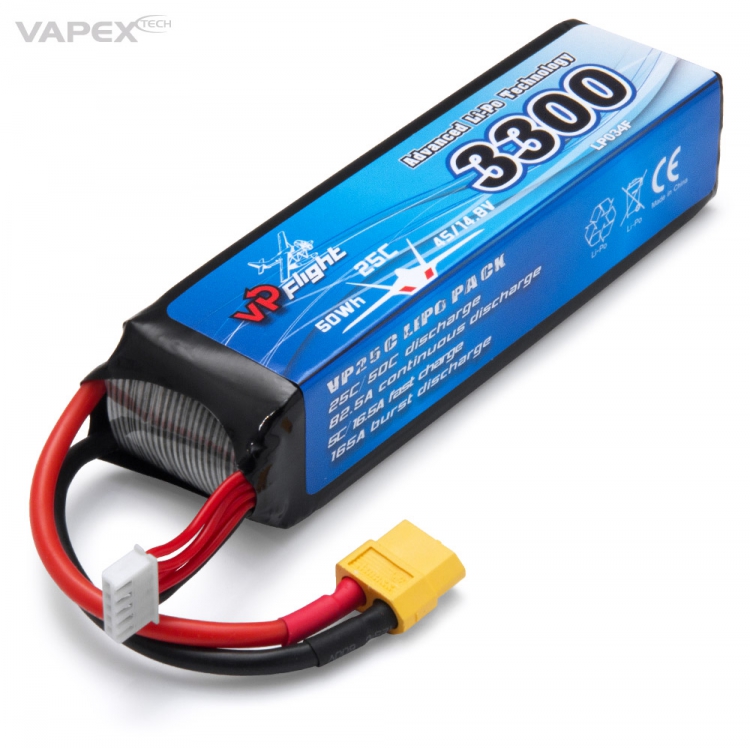 Vapex LiPo Akku 4S 14,8V 3300mAh 25C XT60-Stecker LP034FXT