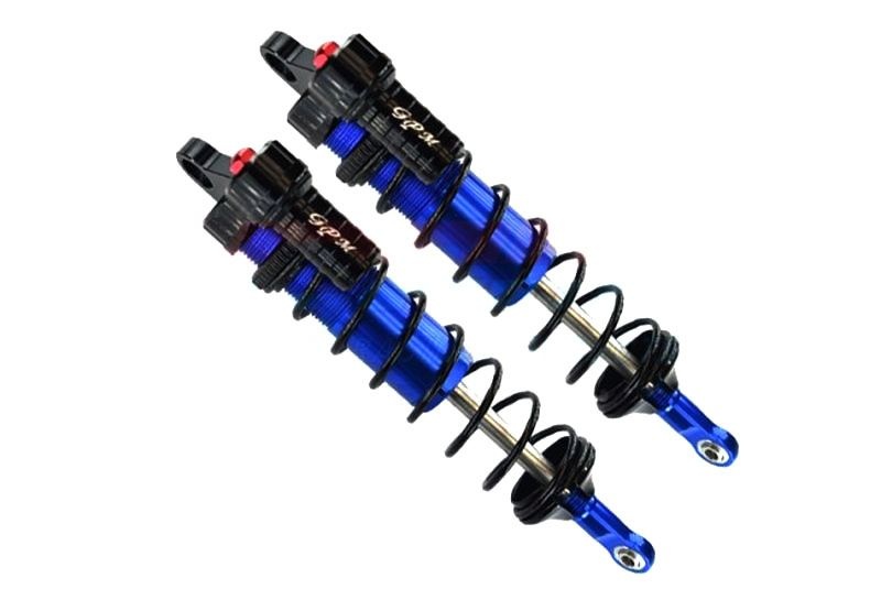 GPM Alum. 6061-T6 L-Shape Piggy Back Dämpfer 143mm hi. blau Traxxas Sledge