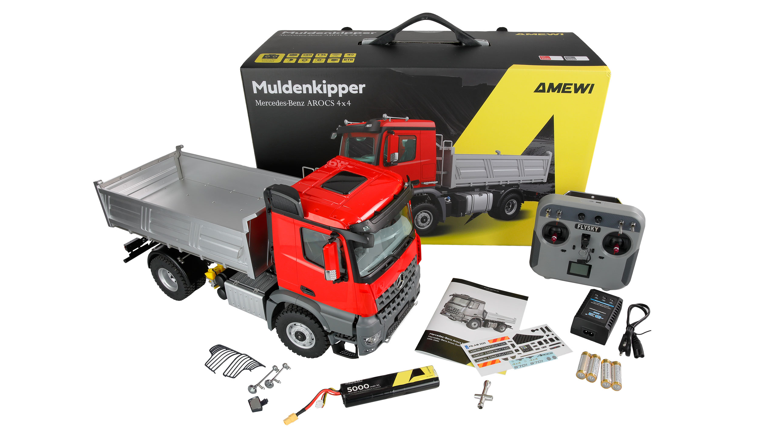 Amewi Mercedes-Benz Arocs Muldenkipper 4x4 1:14 RTR rot 22691