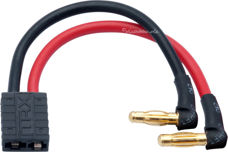 LRP LiPo Hardcase Adapterstecker - 4mm Buchse auf Traxxas TRX Stecker 90Â° Winkel 65837