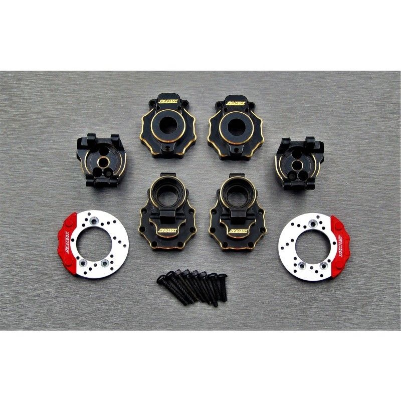 SAMIX Messing Radträger, Gehäuse, Bremsscheiben Set hinten für TRX TRX4 & 6 TRX4-4464C4