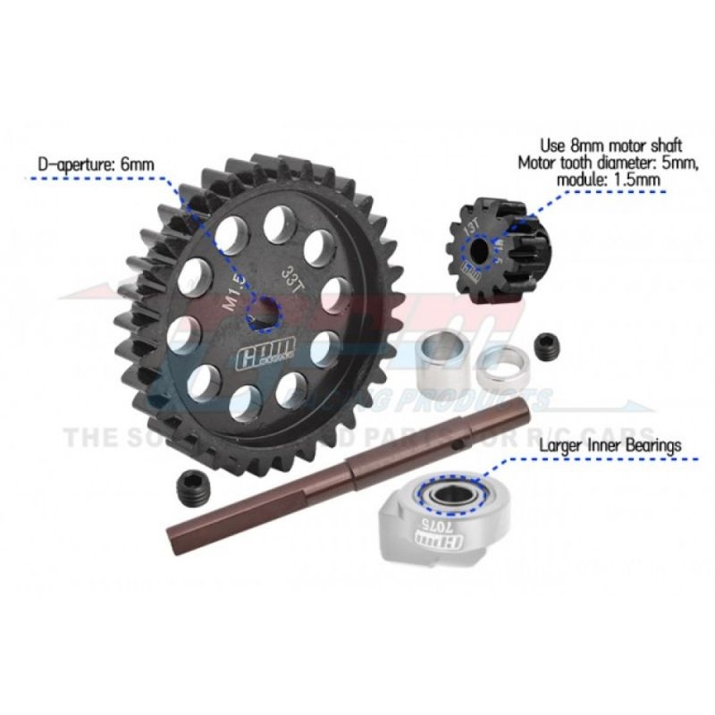 GPM Hauptzahnrad 40Cr Carbon-Stahl M1.5 33Z & Motorritzel 13Z TRX XRT, XMAXX TXM1333TSBK
