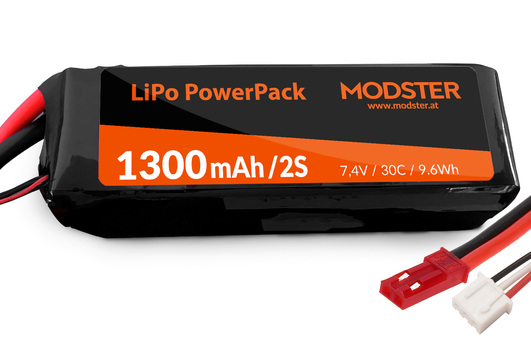 Modster LiPo Akku 2S 7,4V 1300 mAh 30C (JST) PowerPack Easy Trainer MD10090 - Abbildung 1