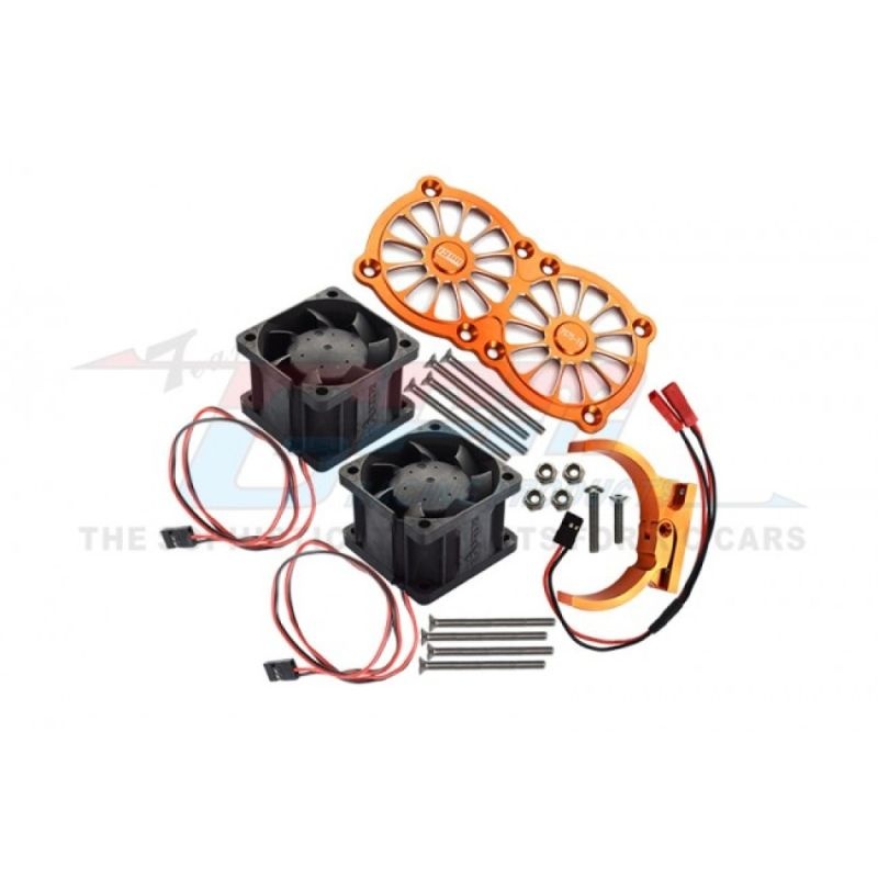 GPM Aluminium Motorkühlkörper mit Dual-Ventilator orange ARRMA Kraton, Outcast 8s & TRX XMAXX / XO-1 MAKX018FANBOR