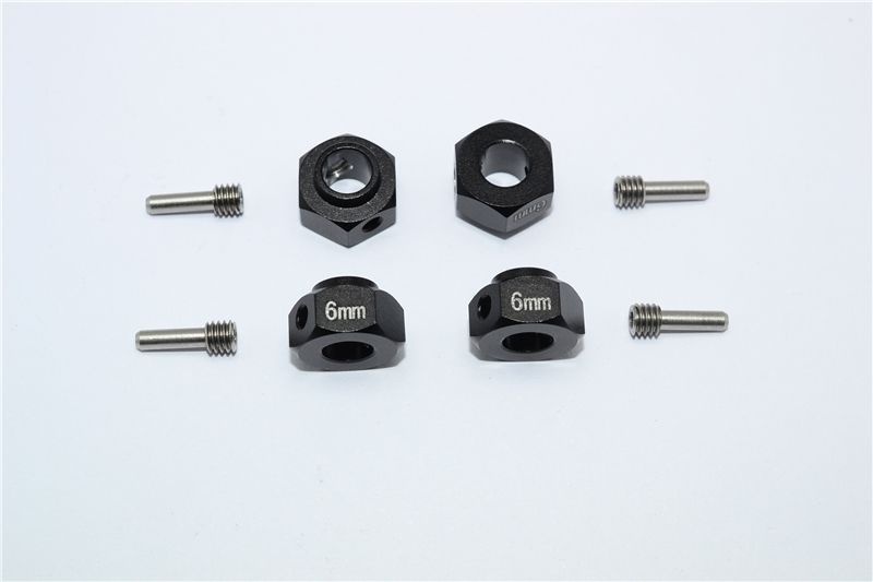 GPM Alu Hex Adapter 6mm schwarz (4 Stk.) Traxxas TRX 4 & 6