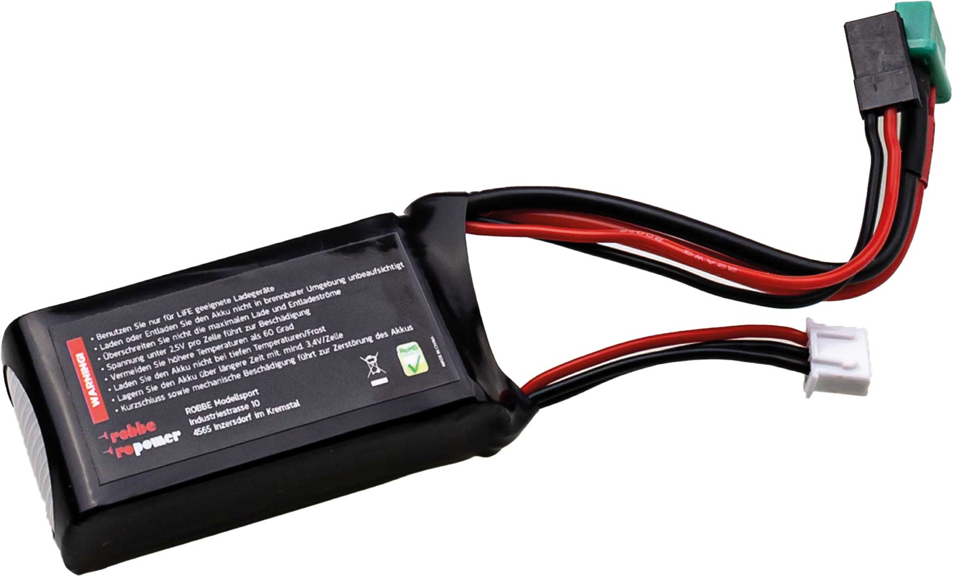 Robbe RO-POWER ULTRA LIFEPO4 850MAH 6,6V 25(30)C 2S LIFEPO4 Akku MPX/JR/XH Stecker 7410