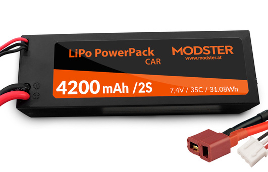 Modster LiPo Akku 2S 7,4V 4200 mAh 35C (T-Plug) PowerPack Car Hardca MD10176