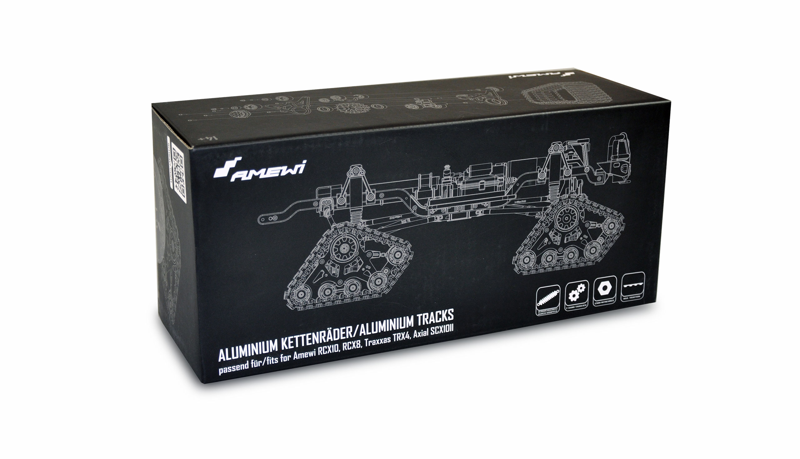 Amewi Kettenfahrwerk mit Dämpfungssystem schwarz, 4 Stück 28362