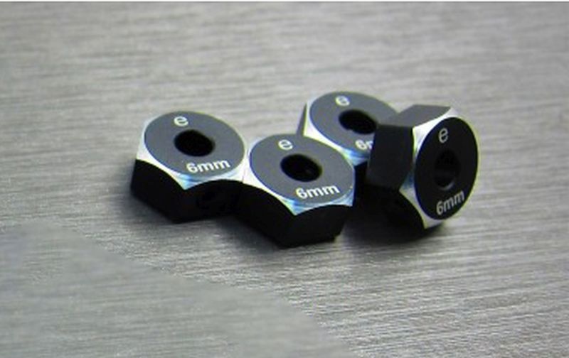 SAMIX Alum. Hex Adapter (6mm) schwarz für Element RC Enduro END-6063-6