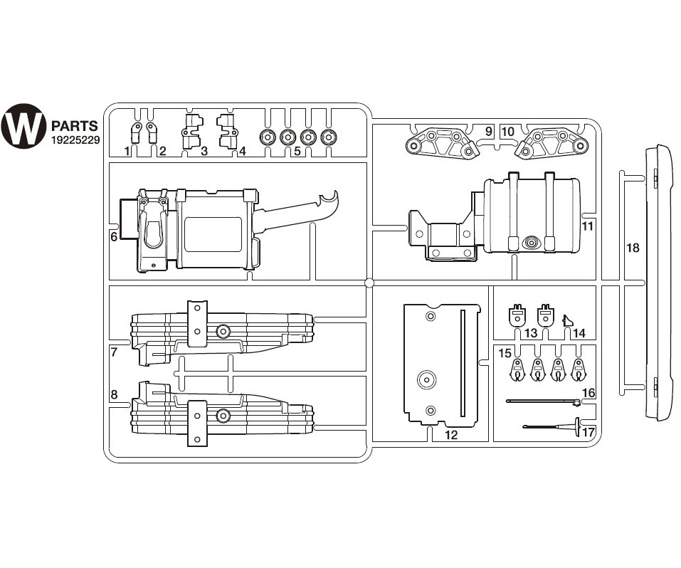 Tamiya 25229 W-Teile Tank/Sonnenblende S770 56368 319225229