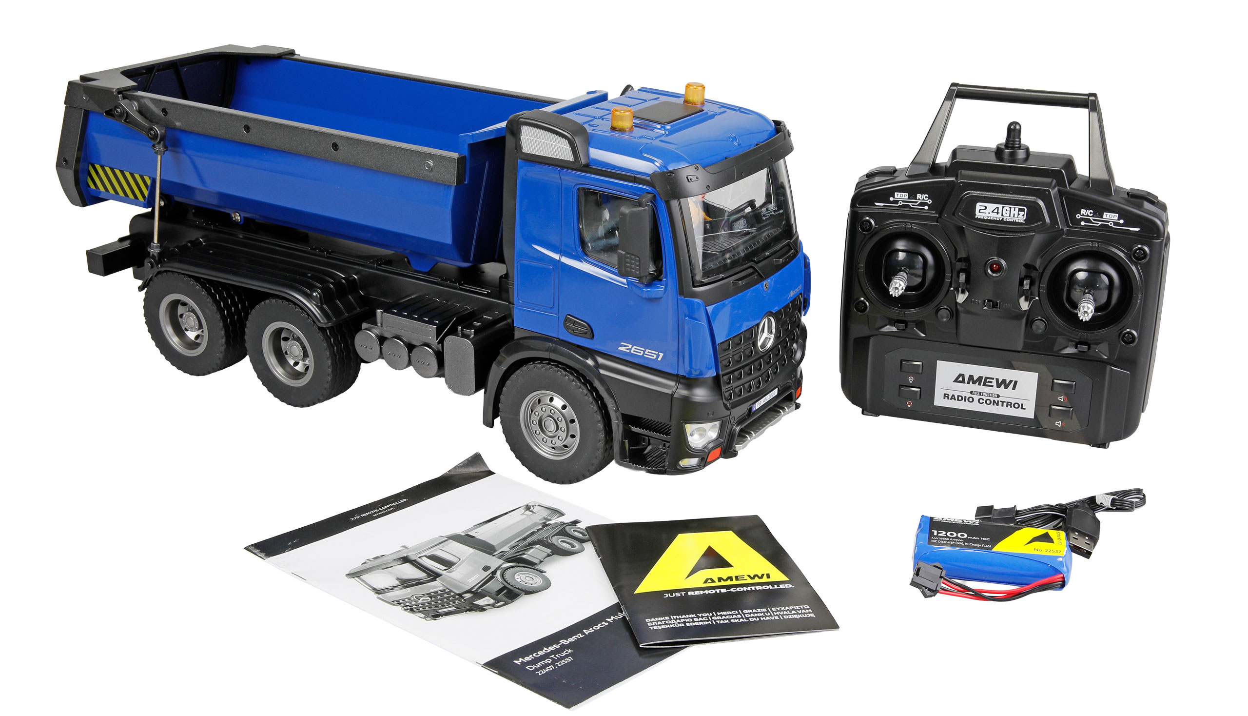 Amewi Mercedes-Benz Arocs Muldenkipper 6x4 RTR blau 22537