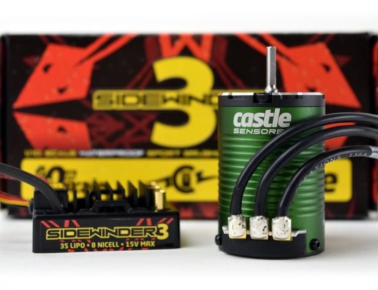Castle Sidewinder 3 Combo ESC 12V 1/10 & 1406-5700KV Sensored Motor 010-0115-06