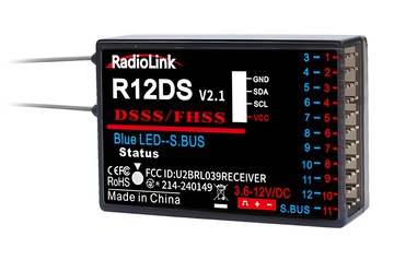 RadioLink Empänger R12DS 12-Kanal (AT9, AT9S, AT10, AT10ll) R12DS