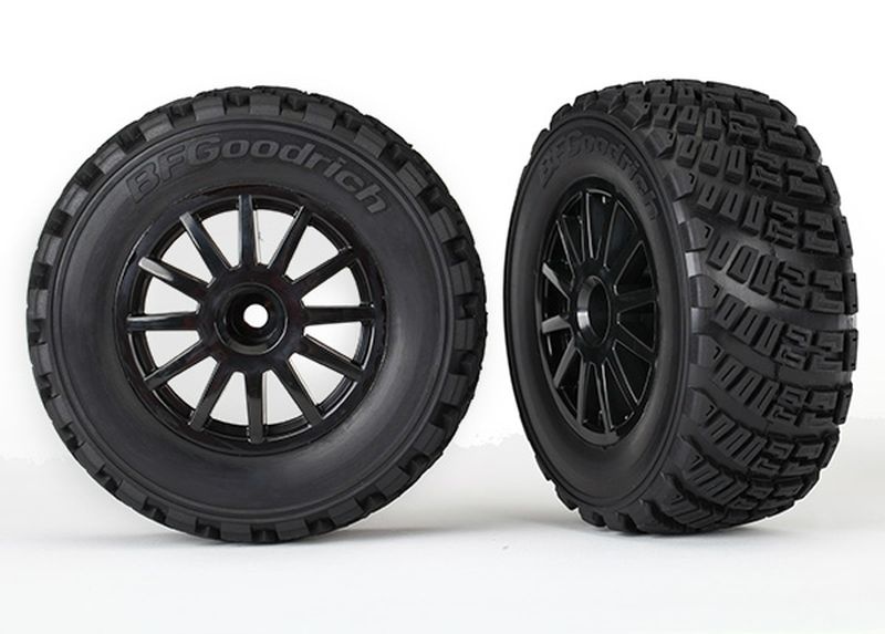 Traxxas Tires & wheels, assembled, glued (black wheels, gravel patte 7473T - Abbildung 1