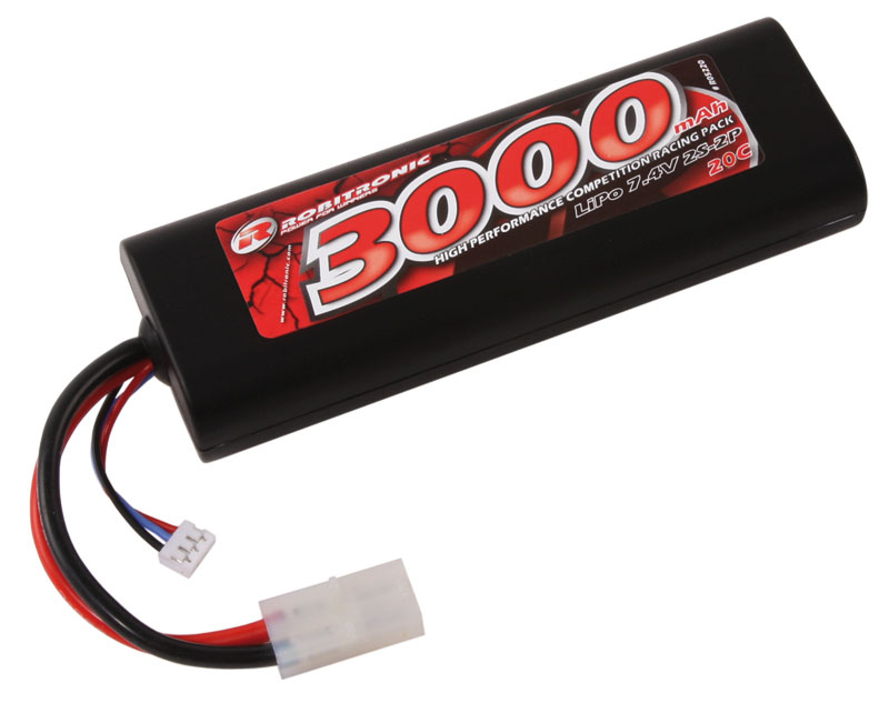 Robitronic LiPo Akku 3000mAh 2S 20C Stick Pack Tamiya Stecker R05225