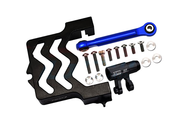 GPM Servo-Halter, Saver 25T  & Lenkstange 6061-T6 Alu schwarz Traxxas XRT