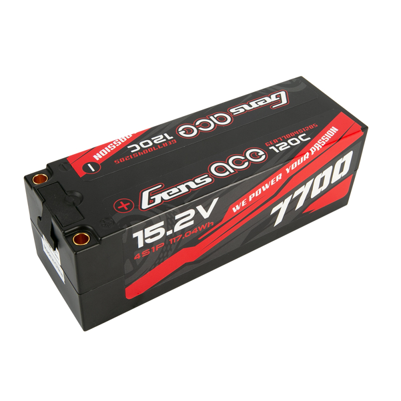 Gens ace Black Hard LiPo Akku 4S HV 15.2V-7700-120C(5mm) 139x47x48mm 590g GE4BC-7700H-4T5 - Abbildung 1