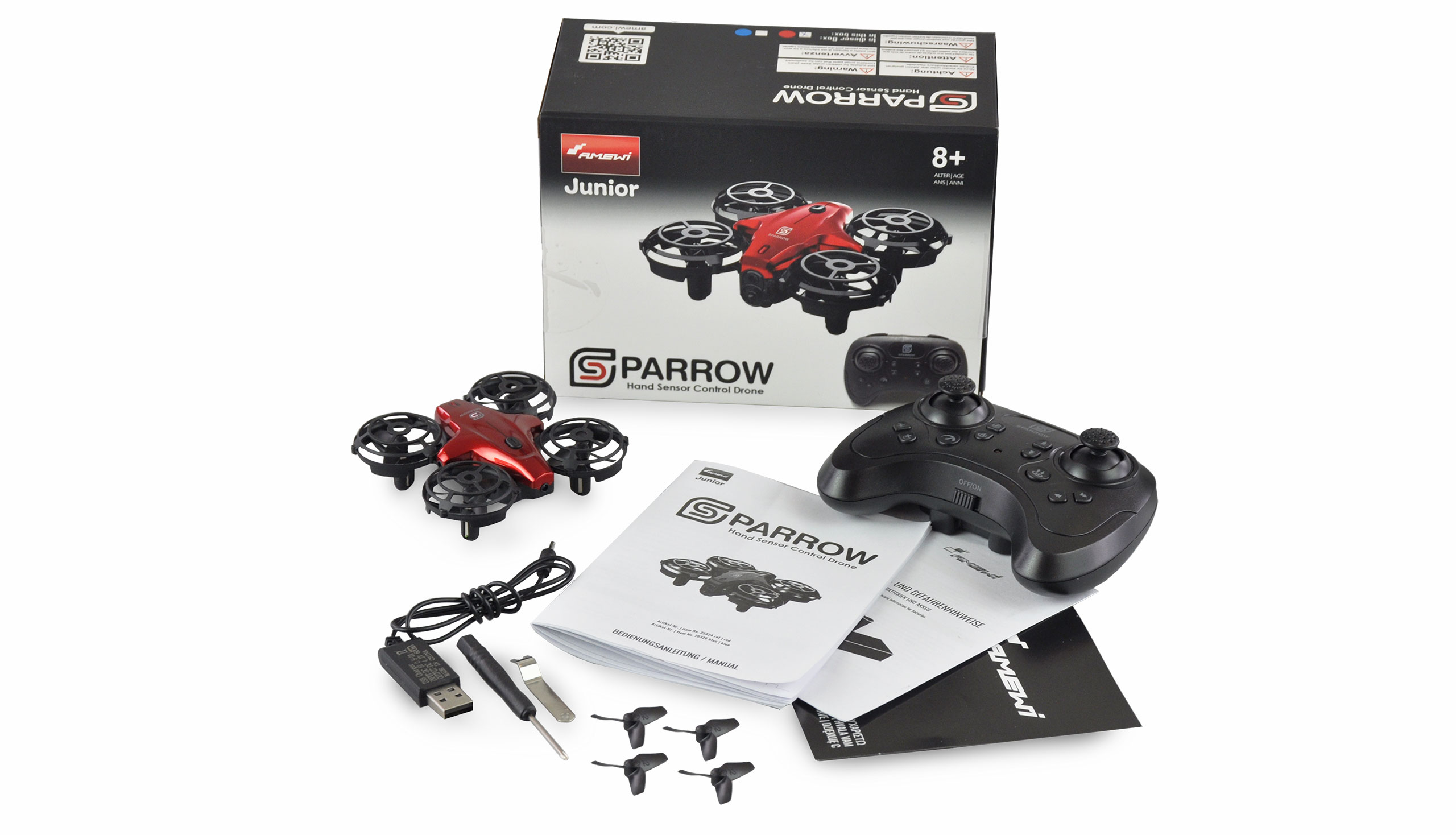 Amewi Sparrow Mini-Drohne mit Steuerungssensoren, rot 25324 - Abbildung 2