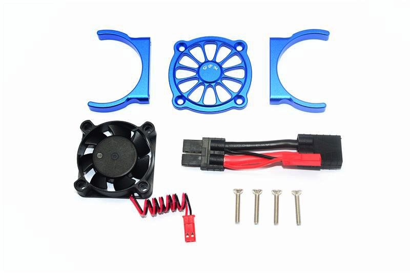 GPM Alu Motor Kühlkörper mit Ventilator blau Traxxas 1/10 E-Revo