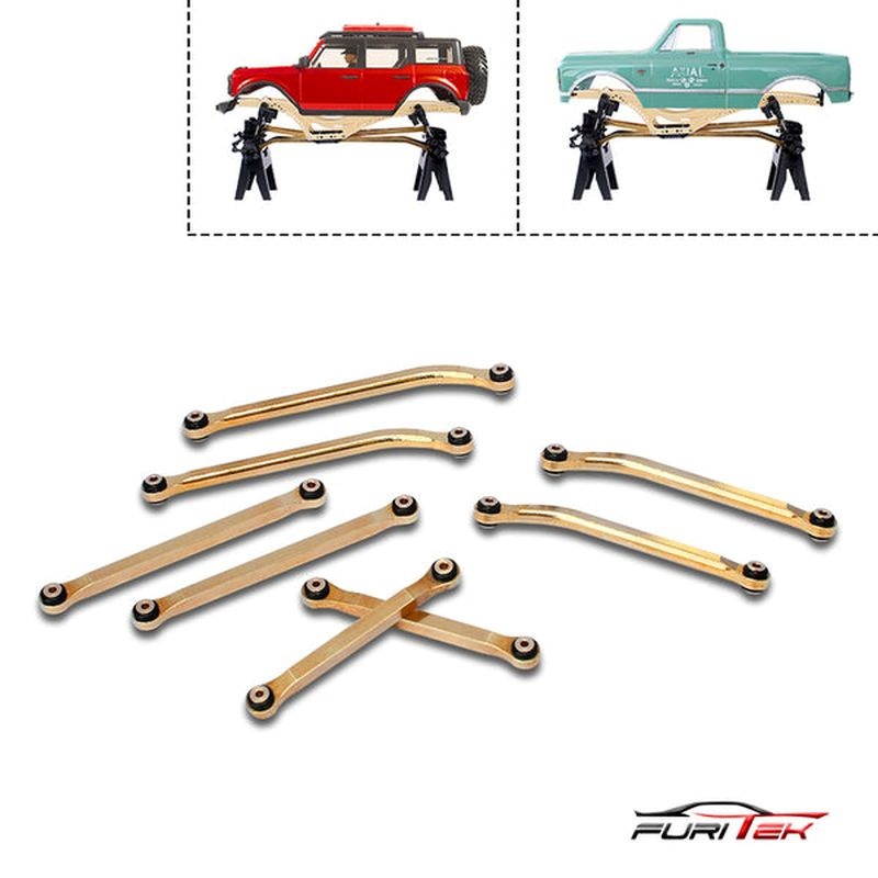 FURITEK BRASS HIGH CLEARANCE LINKS SET FOR SCX24 Bronco & C-10 Jeep Links - Rock Crawler FUR-2136