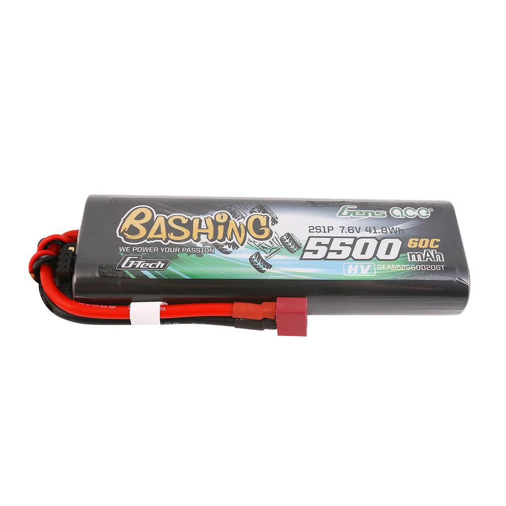 Gens Ace G-Tech 5500mAh 7.6V 2S1P 60C HV car Lipo Akku Pack Hardcase 20# mit T Stecker GEA552S60D20GT