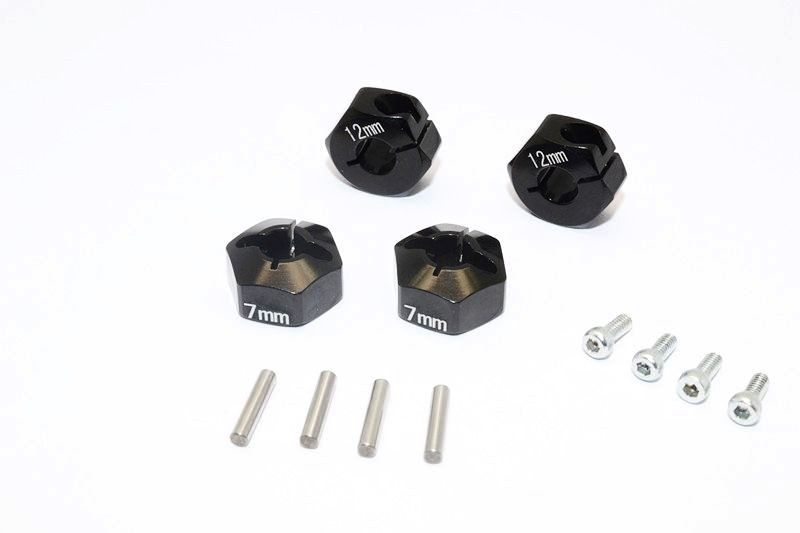 GPM Hex-Adapter 12x7mm schwarz (4 Stk.) Axial Exo,Scx10,Wraith, Scx10 Honcho