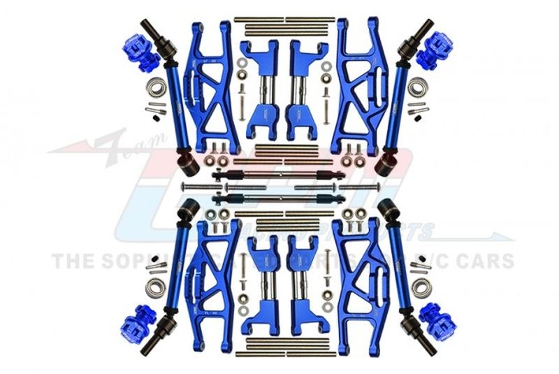 GPM Aluminium Aufhängungs-Set komplett v/h blau Wide-Kit TRX MAXX TXMS100NB